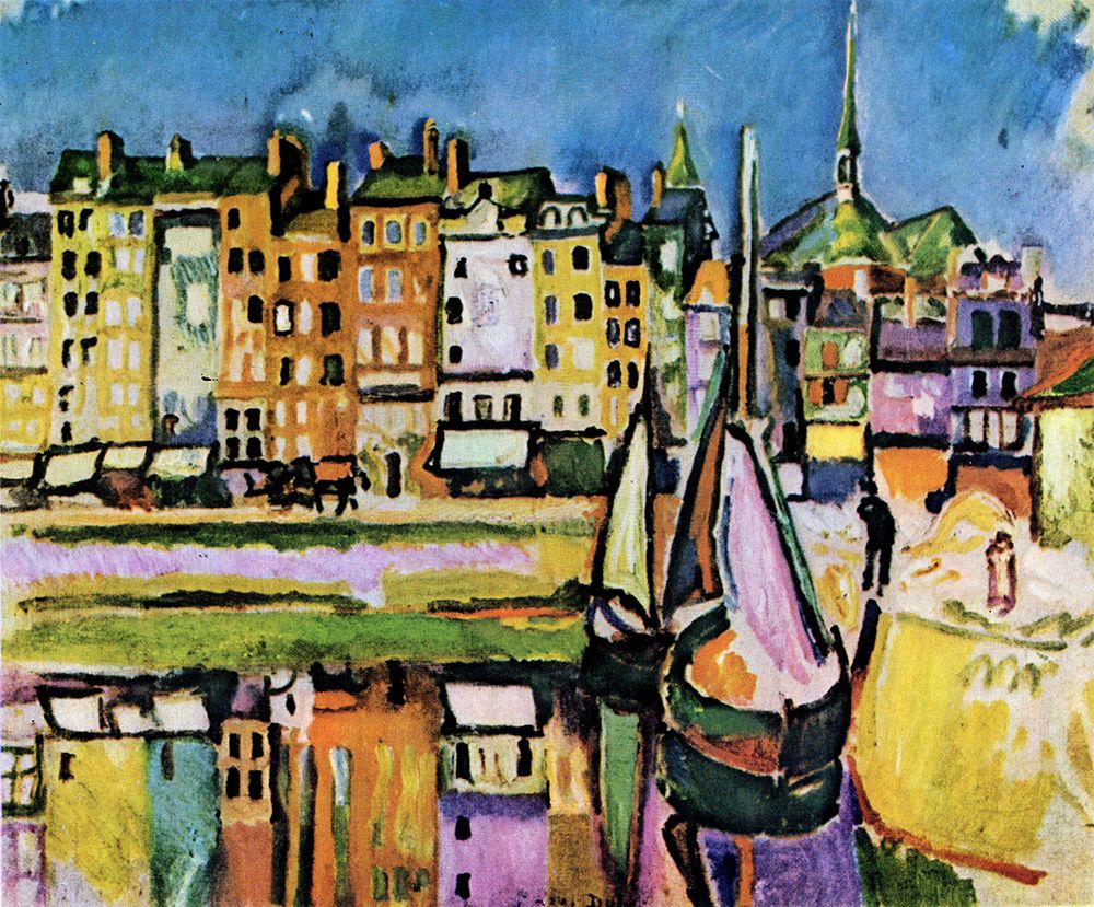 Old Houses on the Basin at Honfleur 1906 art print by Raoul Dufy for $57.95 CAD