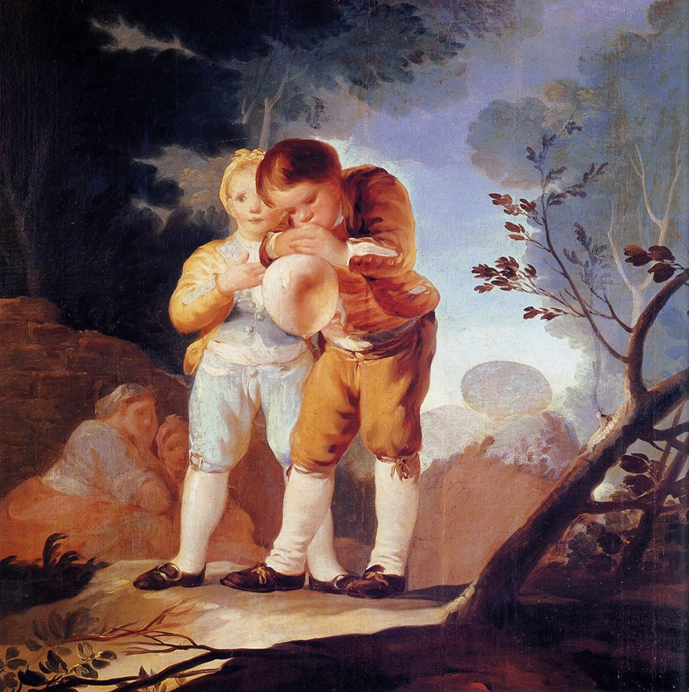 Boy Blowing up a Pigs Bladder 1777 art print by Francisco Goya for $57.95 CAD