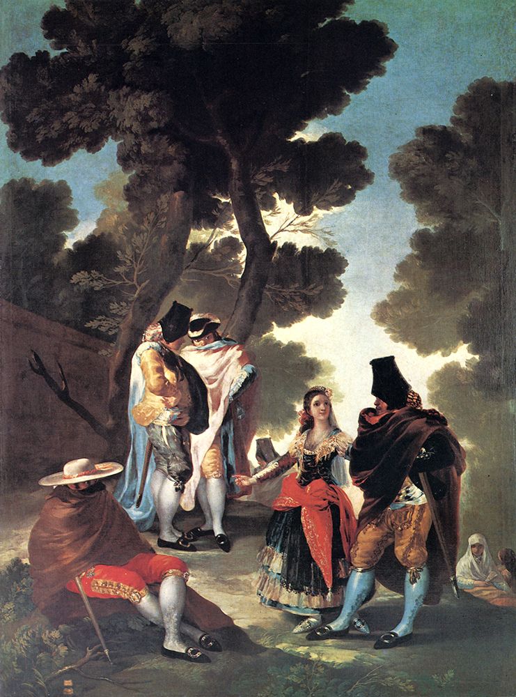 Maja and the cloaked ones 1777 art print by Francisco Goya for $57.95 CAD