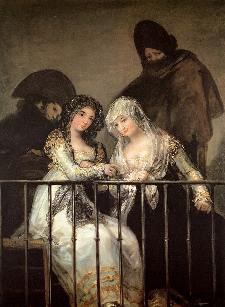 Majas on a balcony ca 1810 art print by Francisco Goya for $57.95 CAD