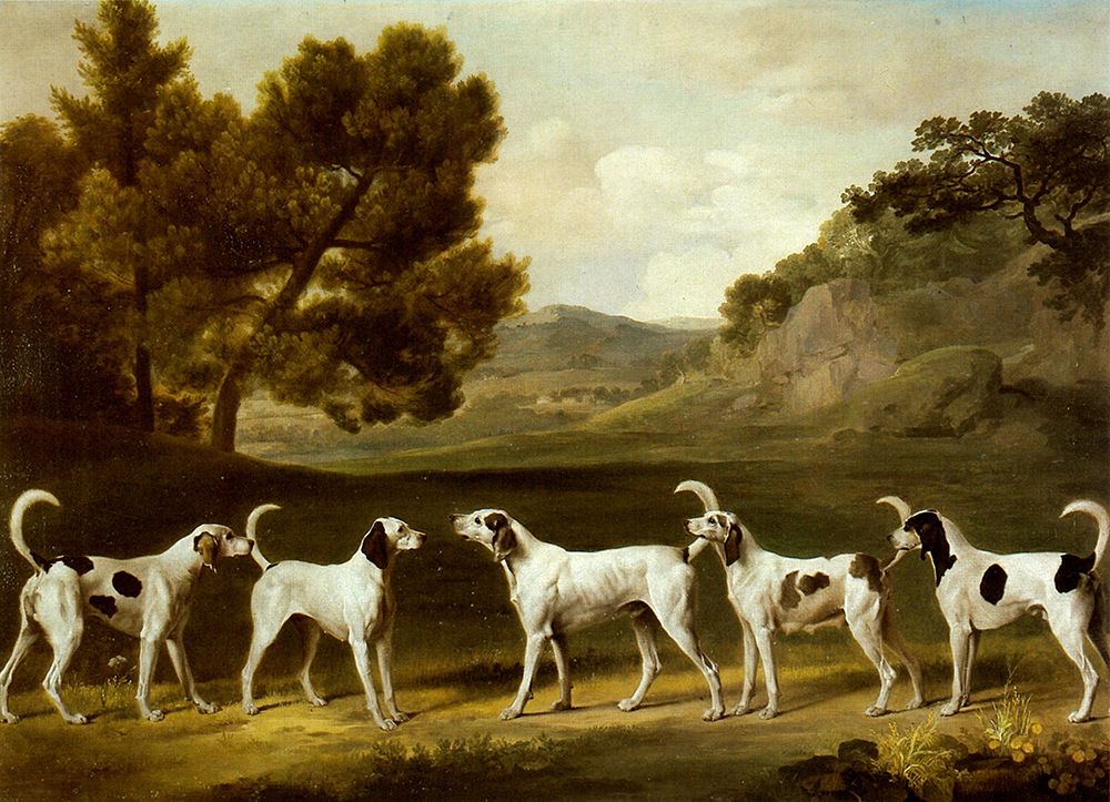 Five Staghounds in Landscape ca 1760 art print by George Stubbs for $57.95 CAD