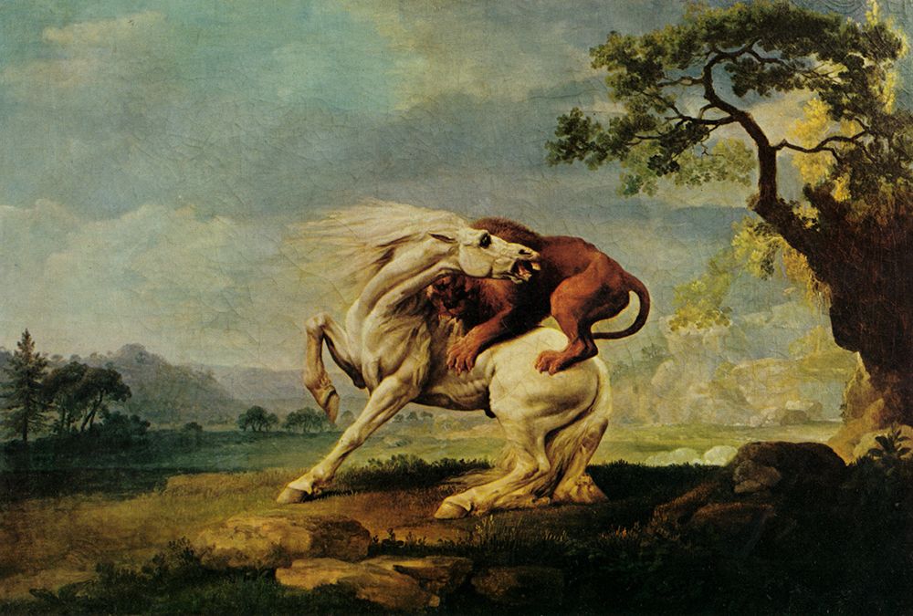 Horse Attacked by a Lion 1768 art print by George Stubbs for $57.95 CAD