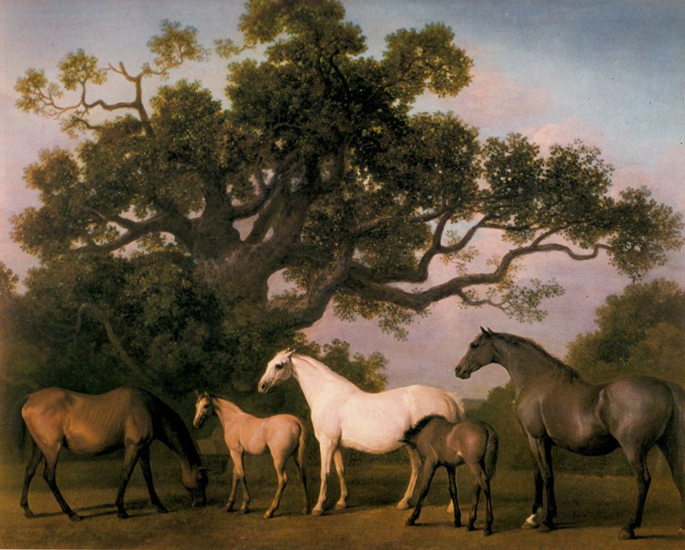Mares and Foals with Oak Tree 1773 art print by George Stubbs for $57.95 CAD