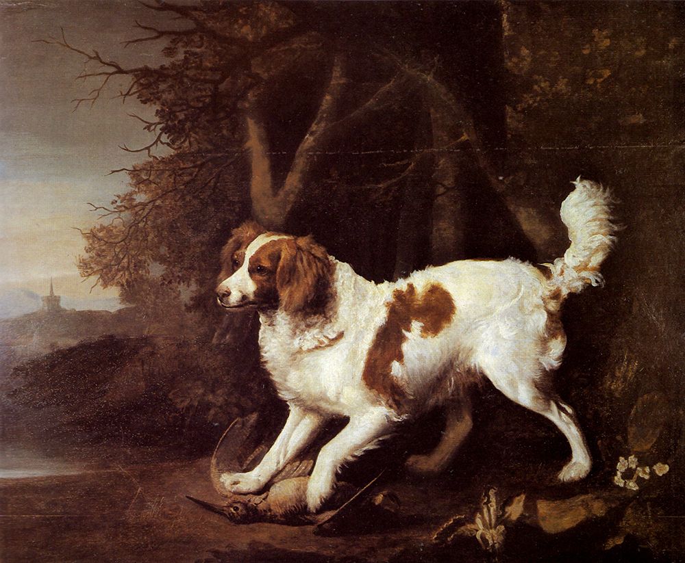 Spaniel Retrieving a Woodcock 1780 art print by George Stubbs for $57.95 CAD