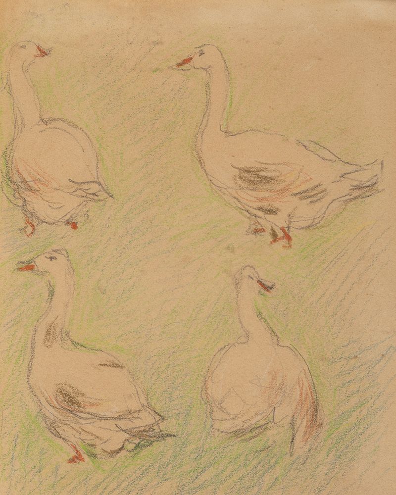 Study of four geese art print by Alfred Sisley for $57.95 CAD