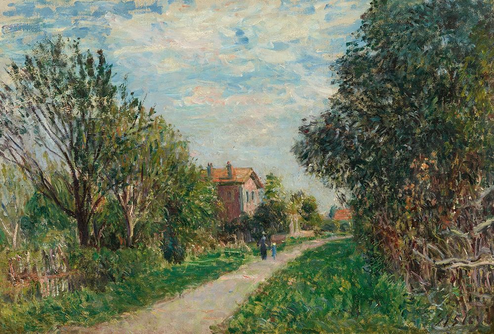 Woman and Child on the Meadow Path, Sevres ca 1879 art print by Alfred Sisley for $57.95 CAD