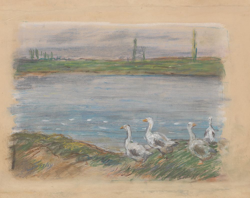Four Geese By a Pond (19th century) art print by Alfred Sisley for $57.95 CAD