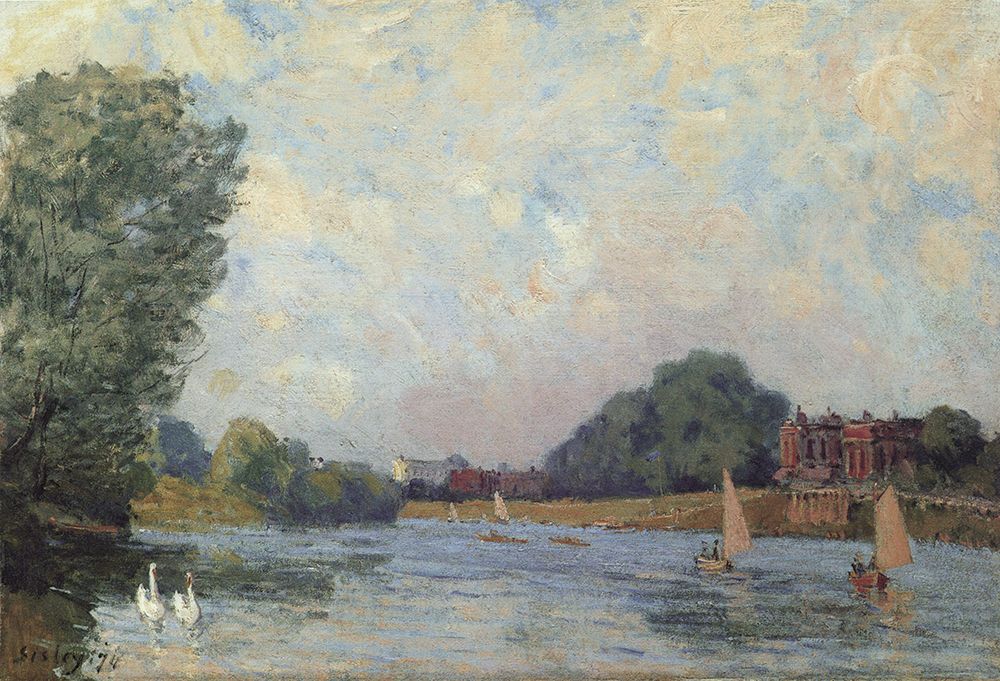 Hampton Court 1874 art print by Alfred Sisley for $57.95 CAD