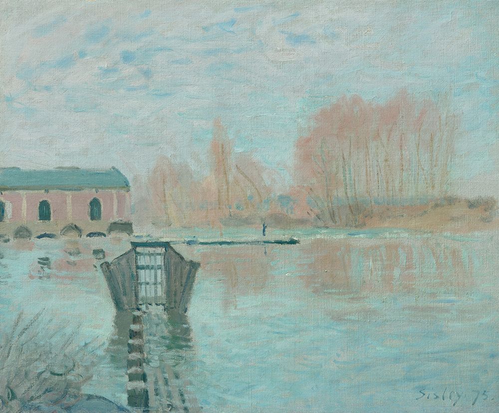 The Machine of Marly and the dam, Bougival 1875 art print by Alfred Sisley for $57.95 CAD