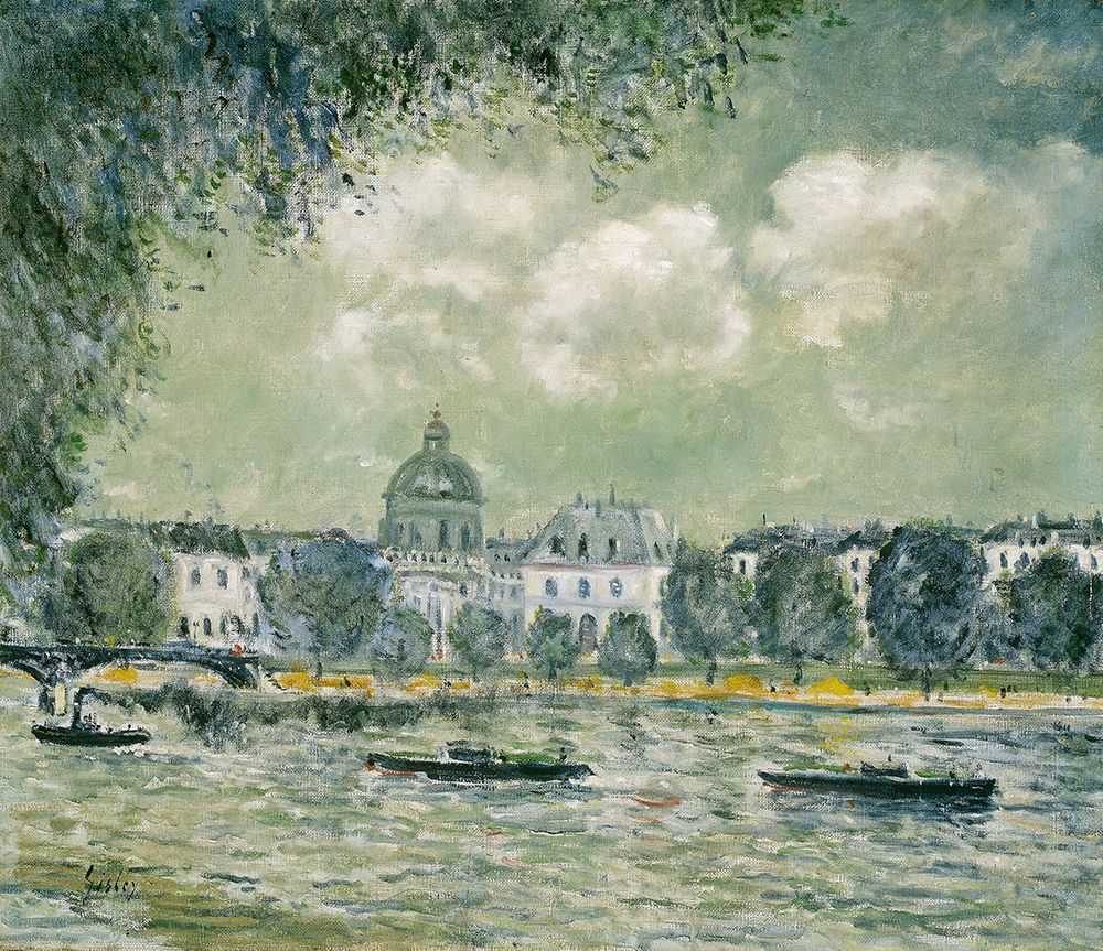 Landscape along the Seine with the Institut de France and the Pont des Arts (c. 1875) art print by Alfred Sisley for $57.95 CAD