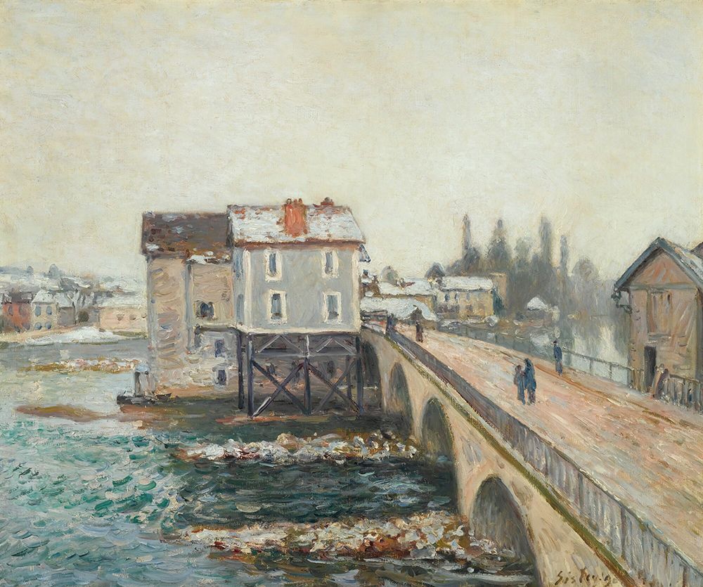 The Moret Bridge and the Mills ├óΓé¼ΓÇ£ Winter Effect (1890) art print by Alfred Sisley for $57.95 CAD