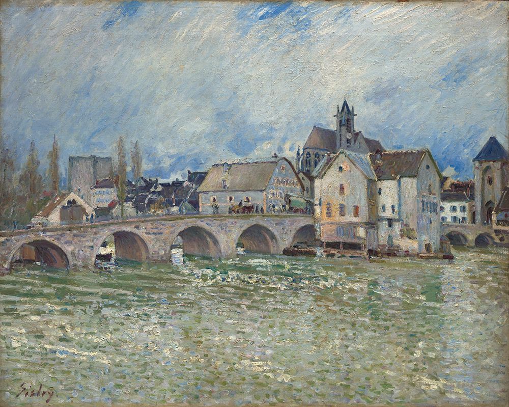 The Moret-sur-Loing Bridge, flood time (1889) art print by Alfred Sisley for $57.95 CAD