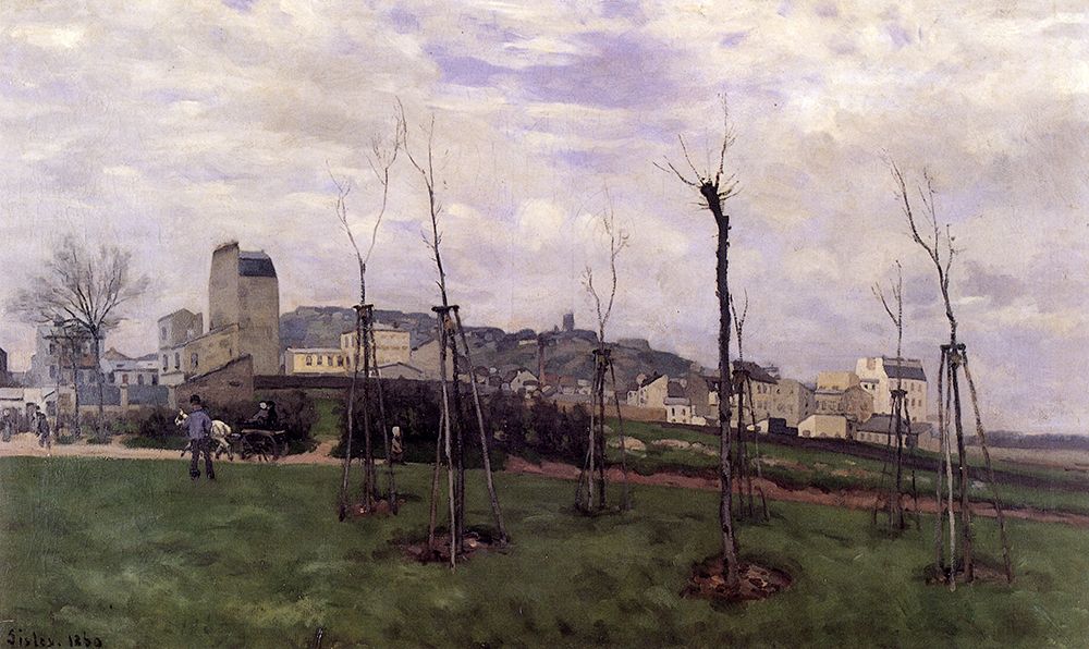 Mont Martre from the Cite des Fleurs 1869 art print by Alfred Sisley for $57.95 CAD