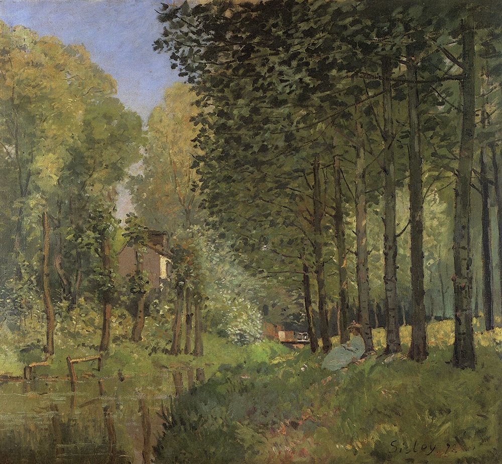 Rest by the Stream, Lisiere de Bois 1872 art print by Alfred Sisley for $57.95 CAD