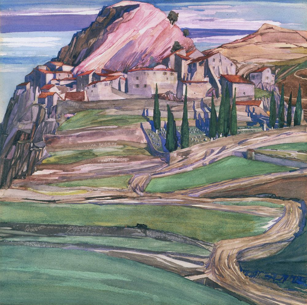 A Hill Town in Southern France 1925 art print by Charles Rennie Mackintosh for $57.95 CAD