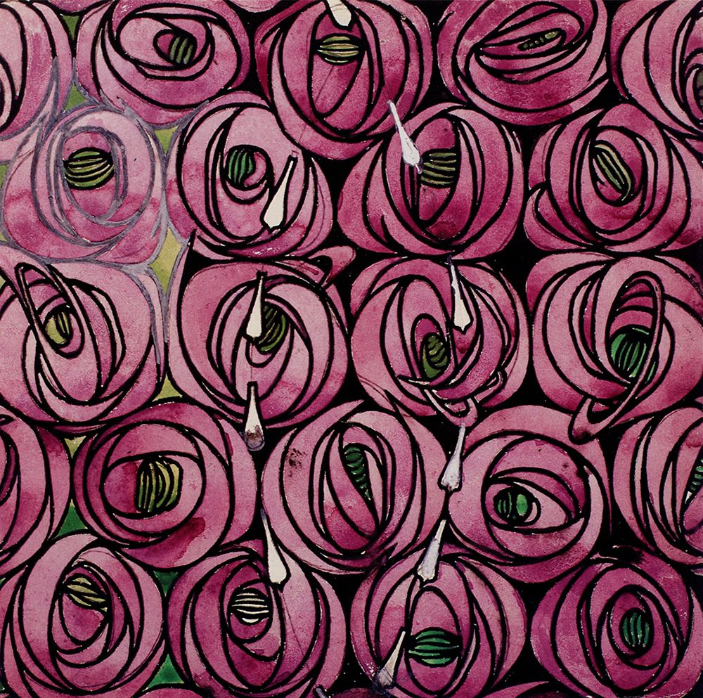 Roses and Teardrops Textile Design ca 1915 art print by Charles Rennie Mackintosh for $57.95 CAD