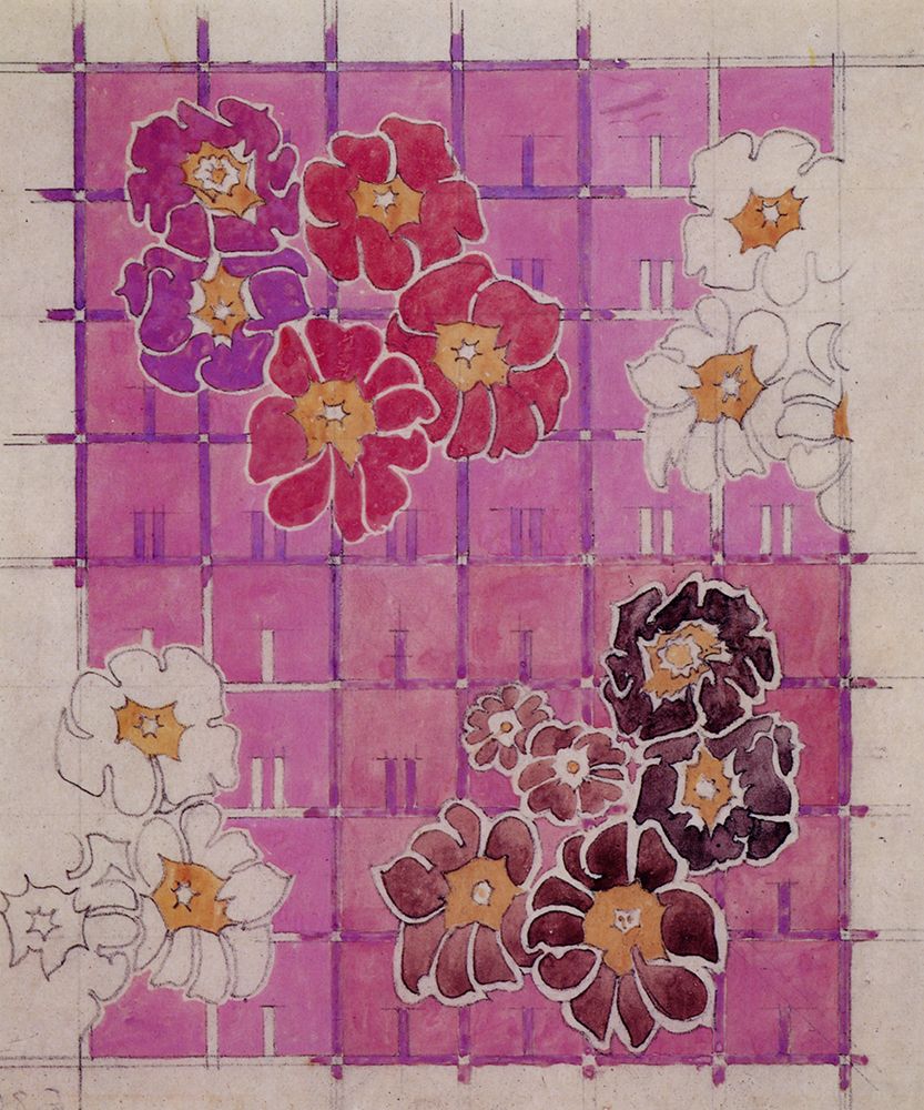 Stylised Flowers on a Trellis art print by Charles Rennie Mackintosh for $57.95 CAD