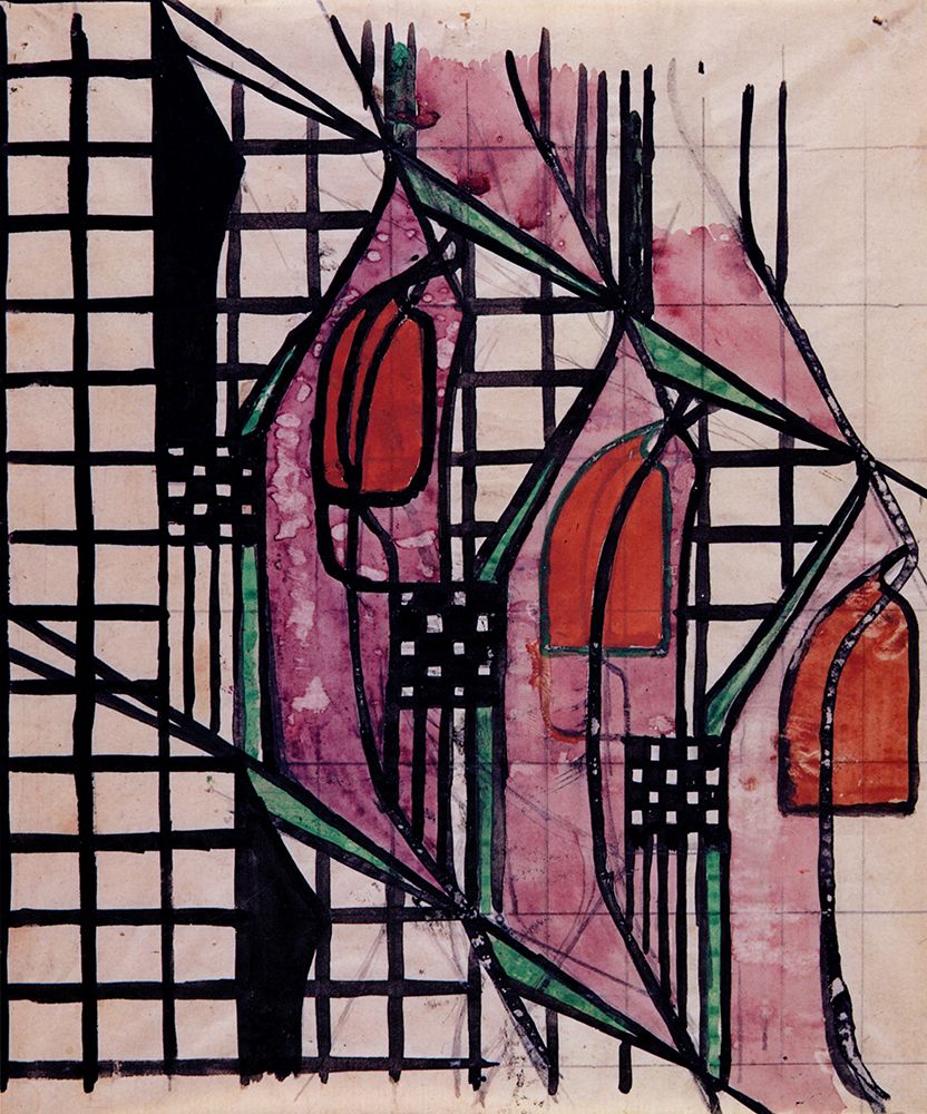 Tulip and Lattice Diagonal art print by Charles Rennie Mackintosh for $57.95 CAD