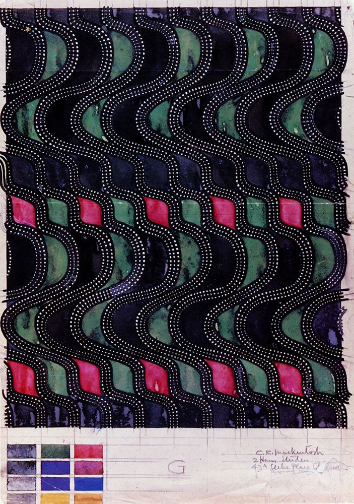 Wave Pattern, Green Black and Pink art print by Charles Rennie Mackintosh for $57.95 CAD