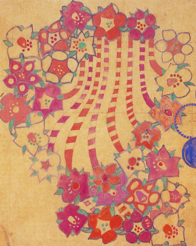 Pink Tobacco Flower Textile Design art print by Margaret Macdonald Mackintosh for $57.95 CAD