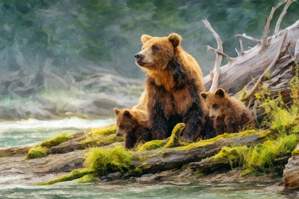 Bear and Cubs I art print by Buck Rawlins for $57.95 CAD