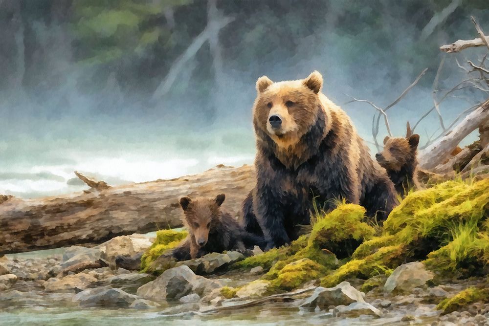 Bear and Cubs II art print by Buck Rawlins for $57.95 CAD