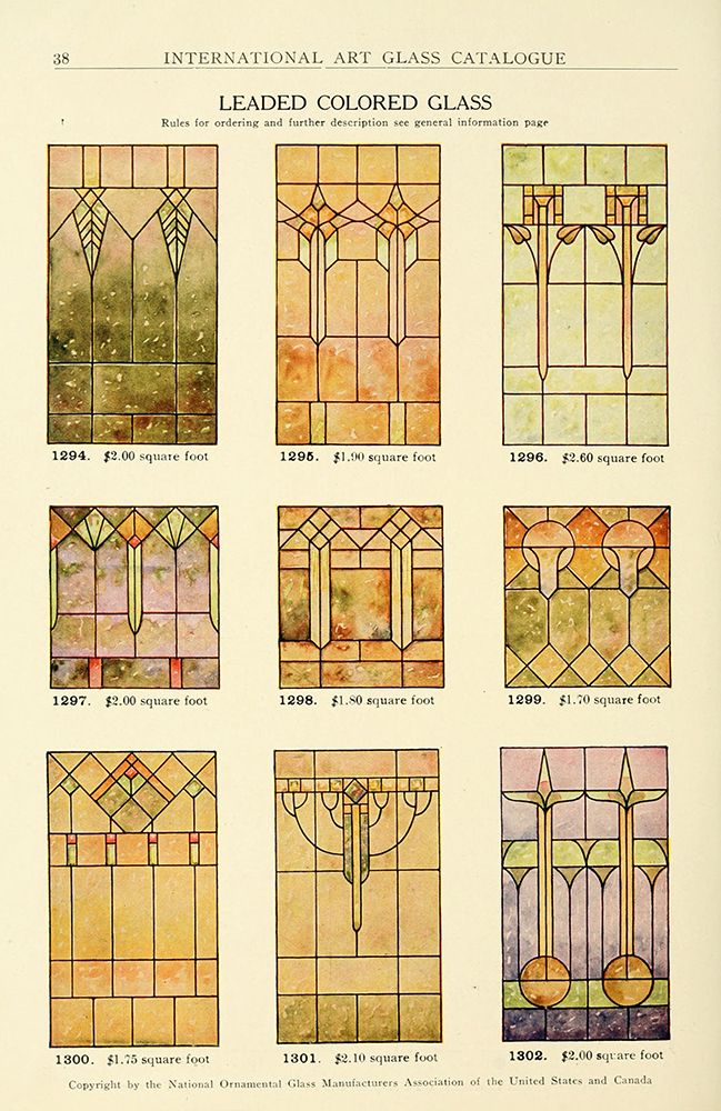 International Art Glass 1914 - 6 art print by Art Nouveau Stained Glass Designs for $57.95 CAD