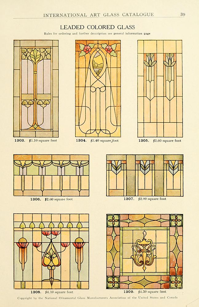 International Art Glass 1914 - 7 art print by Art Nouveau Stained Glass Designs for $57.95 CAD