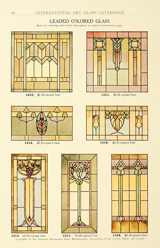 International Art Glass 1914 - 8 art print by Art Nouveau Stained Glass Designs for $57.95 CAD