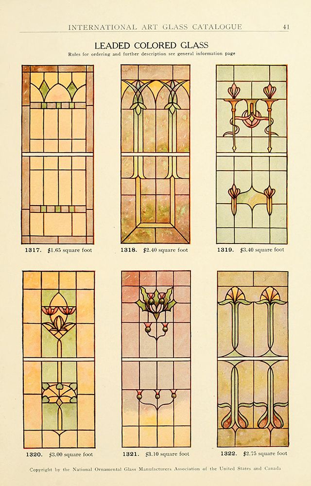 International Art Glass 1914 - 9 art print by Art Nouveau Stained Glass Designs for $57.95 CAD