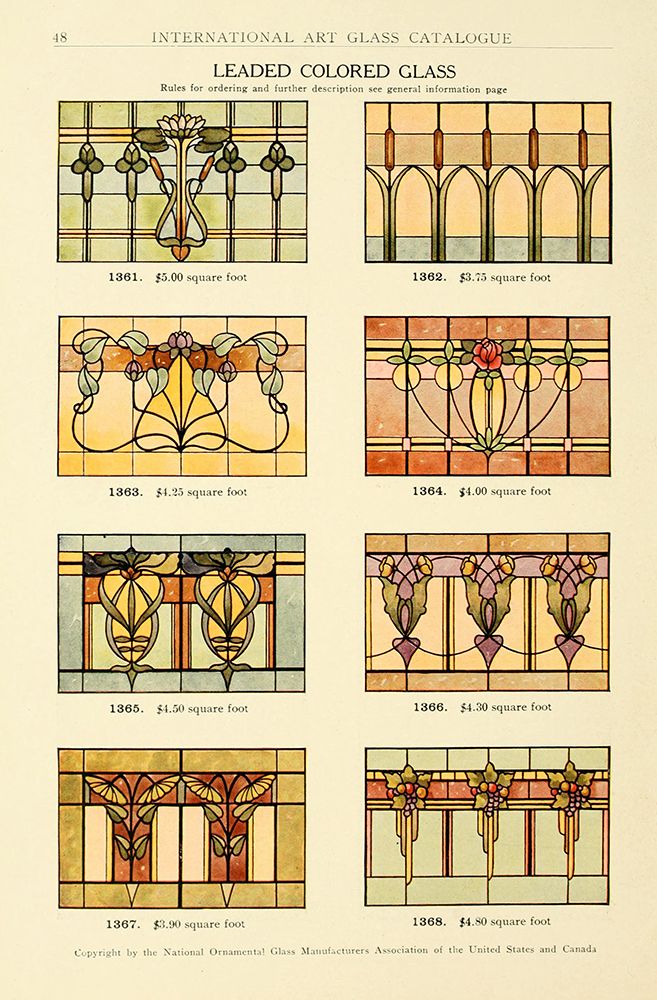 International Art Glass 1914 - 16 art print by Art Nouveau Stained Glass Designs for $57.95 CAD