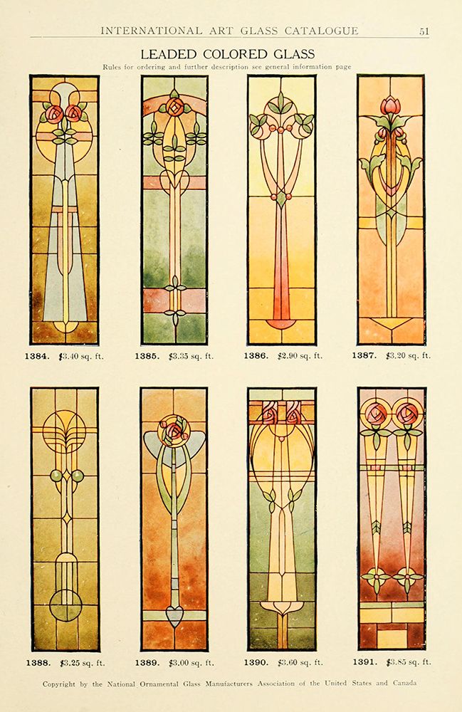 International Art Glass 1914 - 19 art print by Art Nouveau Stained Glass Designs for $57.95 CAD