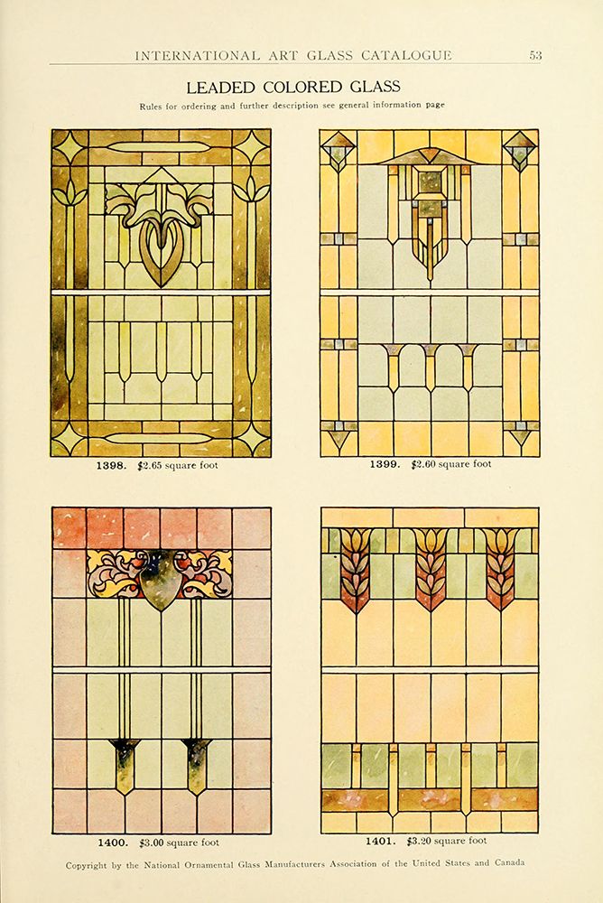 International Art Glass 1914 - 21 art print by Art Nouveau Stained Glass Designs for $57.95 CAD
