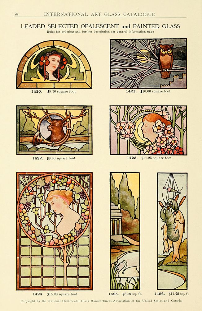 International Art Glass 1914 - 24 art print by Art Nouveau Stained Glass Designs for $57.95 CAD