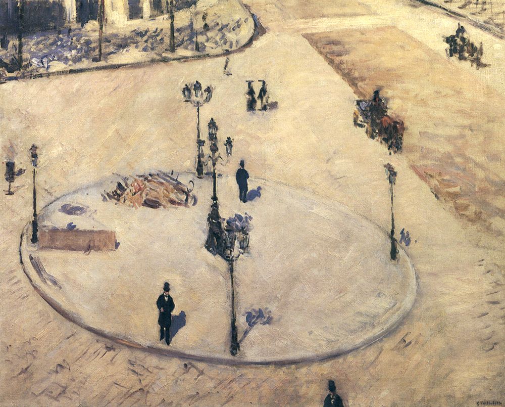 A Traffic Island, Boulevard Haussman ca 1880 art print by Gustave Caillebotte for $57.95 CAD