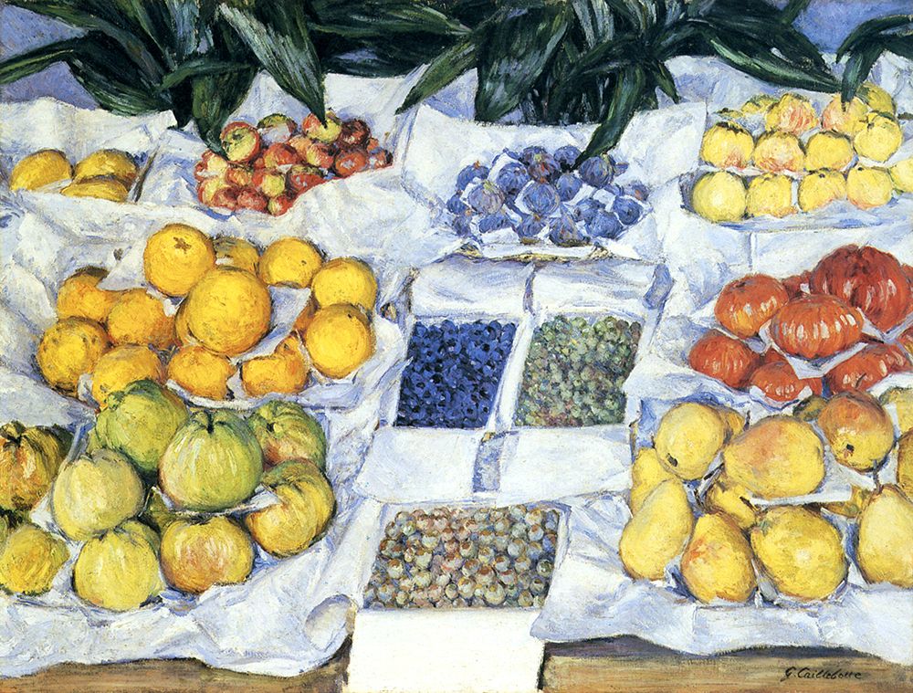 Fruit Displayed on a Stand ca 1881 art print by Gustave Caillebotte for $57.95 CAD