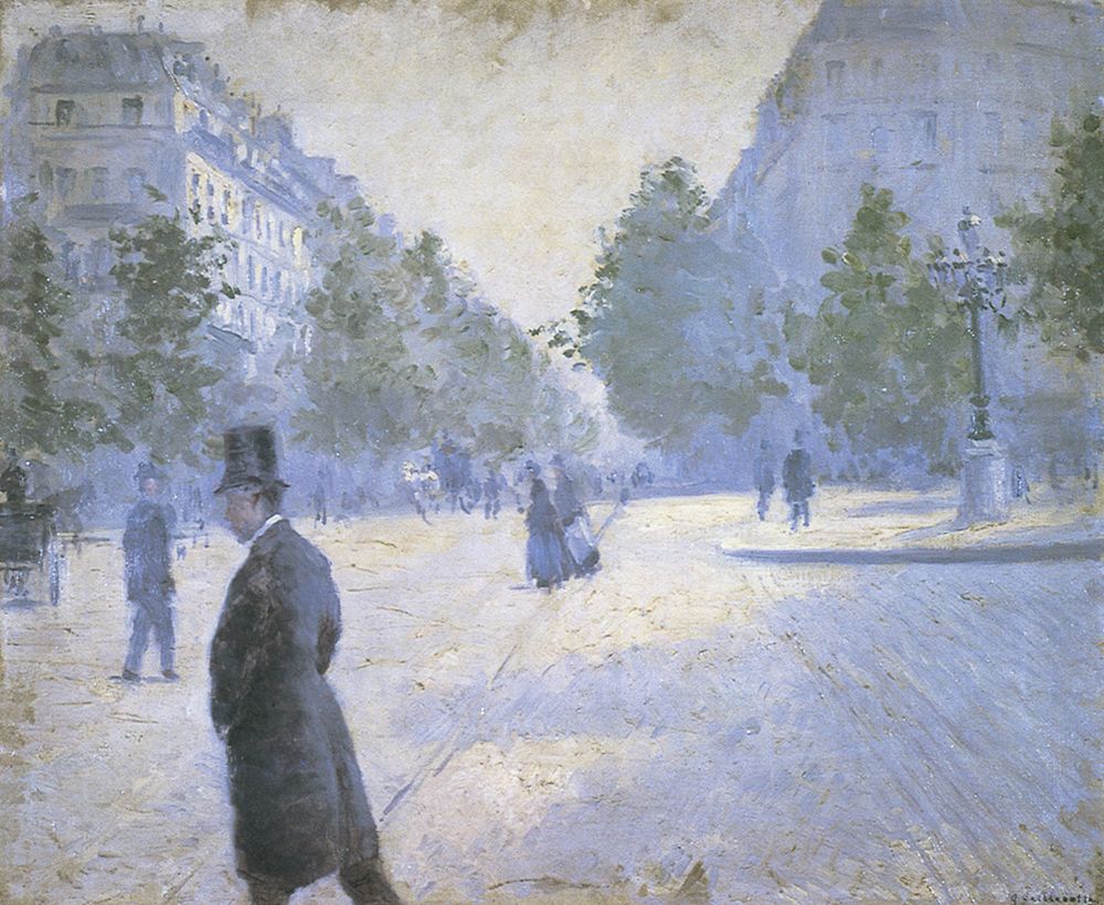 Place St. Augustin, Misty Weather 1878 art print by Gustave Caillebotte for $57.95 CAD