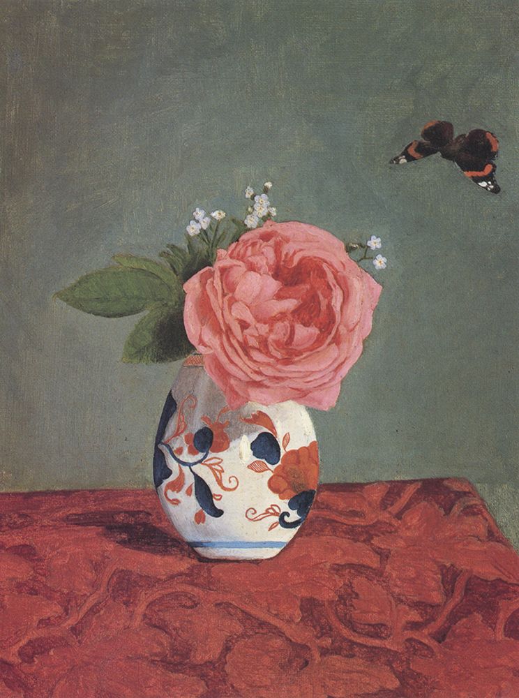 Rose and Forget me nots in Vase 1872 art print by Gustave Caillebotte for $57.95 CAD