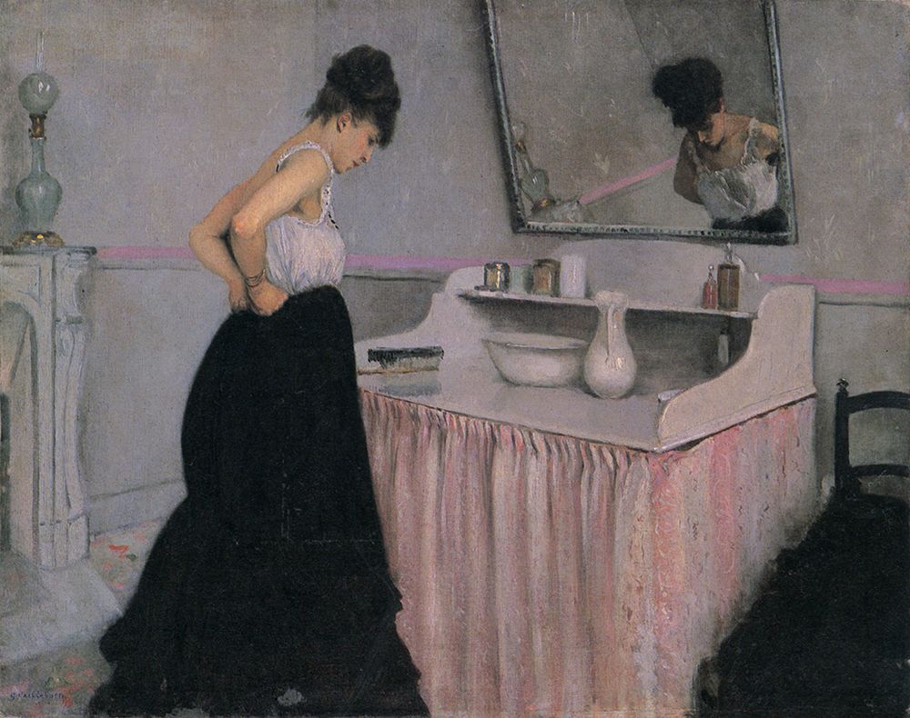 Woman at a Dressing Table ca 1873 art print by Gustave Caillebotte for $57.95 CAD
