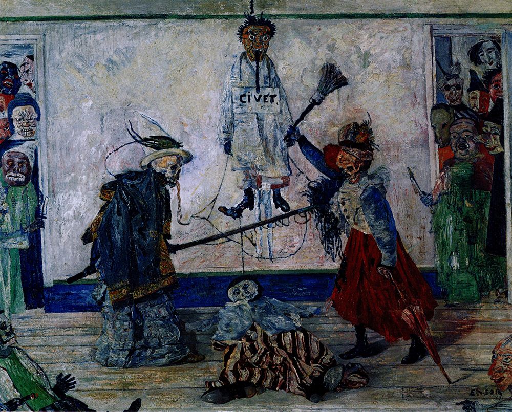 Masks Fighting over a Hanged Man 1891 art print by James Ensor for $57.95 CAD