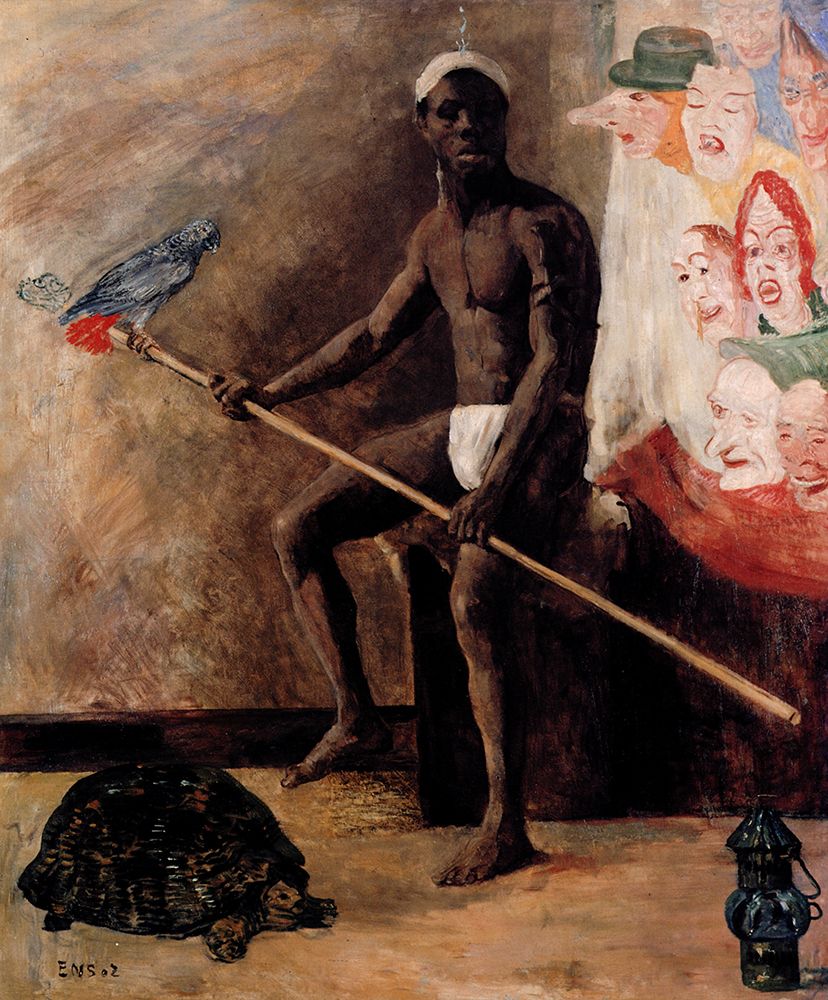 Masks Watching a Negro Bargeman ca 1890 art print by James Ensor for $57.95 CAD