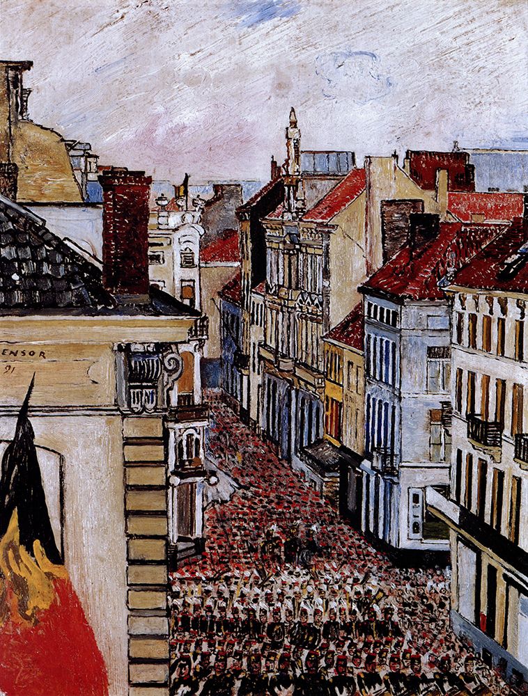Music in the Rue de Flandre 1891 art print by James Ensor for $57.95 CAD