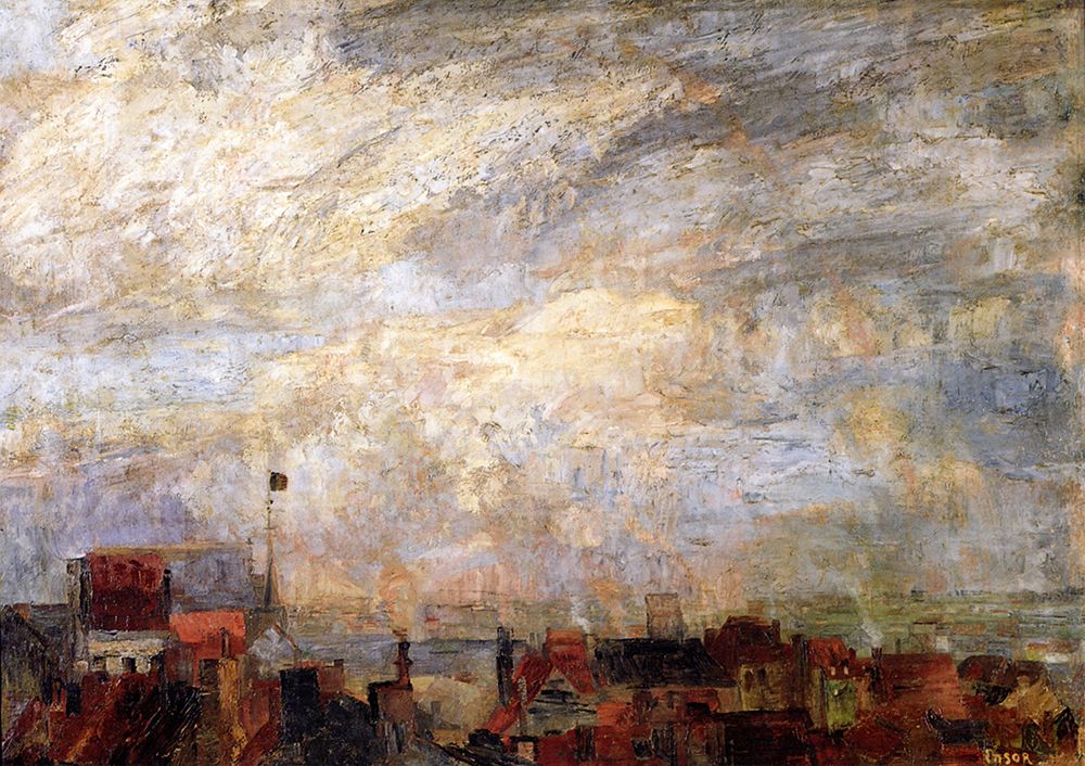 Rooftops of Ostend 1884 art print by James Ensor for $57.95 CAD