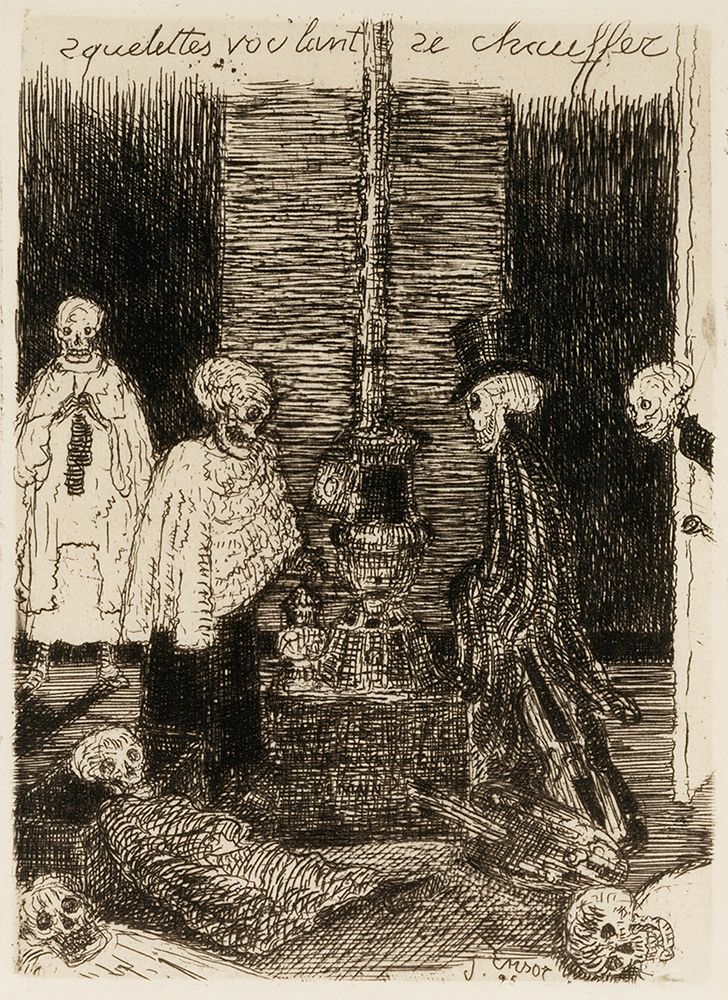 Skeletons Warming Themselves 1895 art print by James Ensor for $57.95 CAD