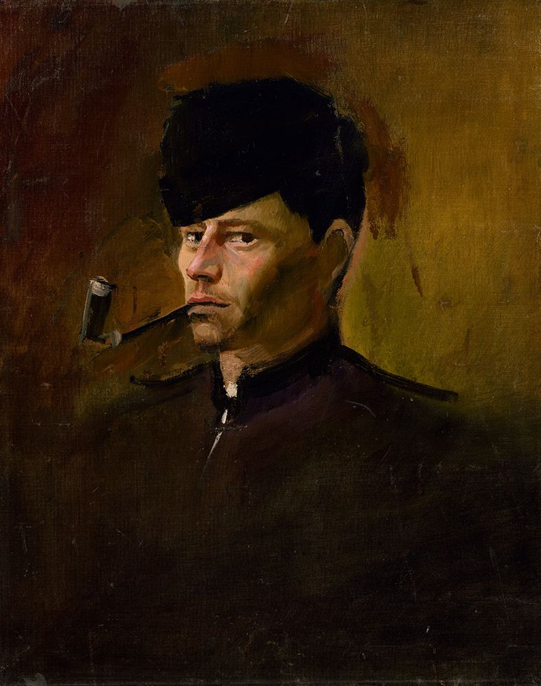 Dandy in Fur Cap with Pipe art print by Laszlo Mednyanszky for $57.95 CAD