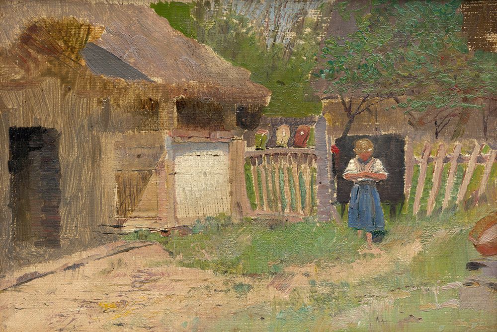 Girl in a Farmyard art print by Laszlo Mednyanszky for $57.95 CAD
