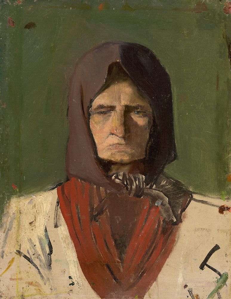 Head of a Villager in a Dark Scarf art print by Laszlo Mednyanszky for $57.95 CAD