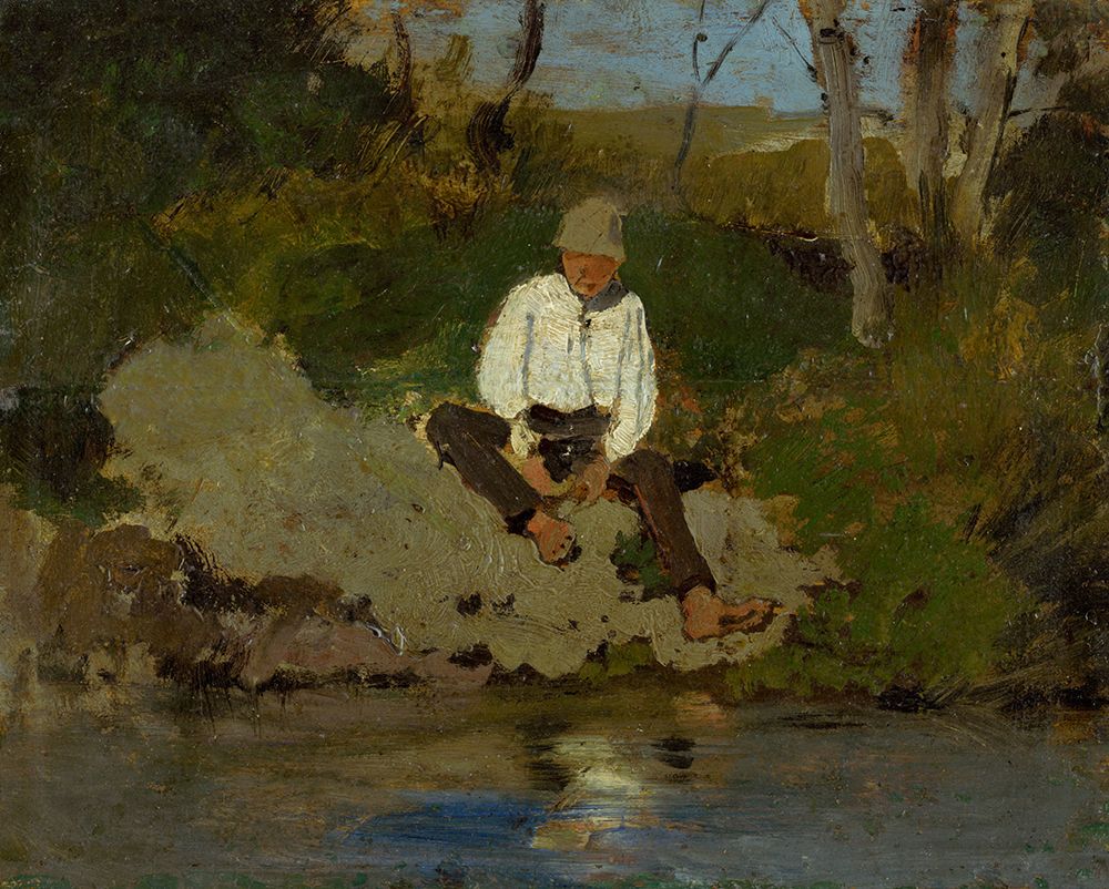 Herdsboy on the Riverbank art print by Laszlo Mednyanszky for $57.95 CAD