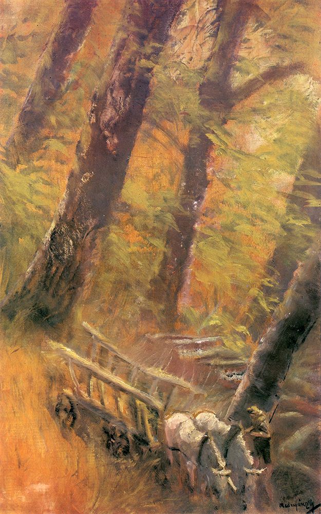 Horse and Cart in the Forest 1913 art print by Laszlo Mednyanszky for $57.95 CAD