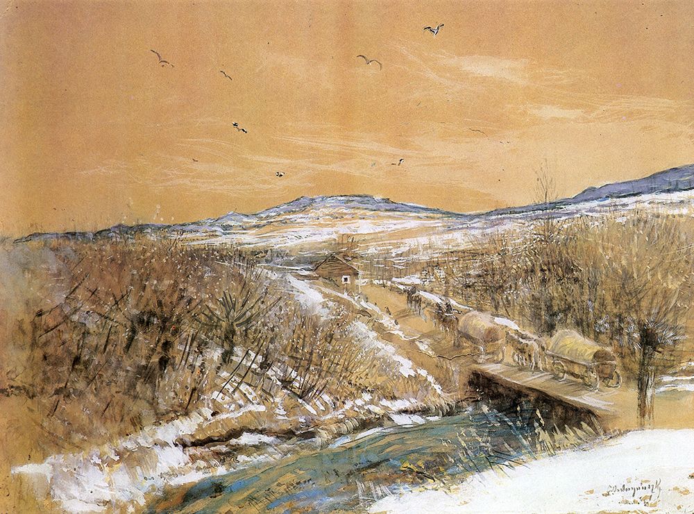 Landscape with Carts 1914 art print by Laszlo Mednyanszky for $57.95 CAD